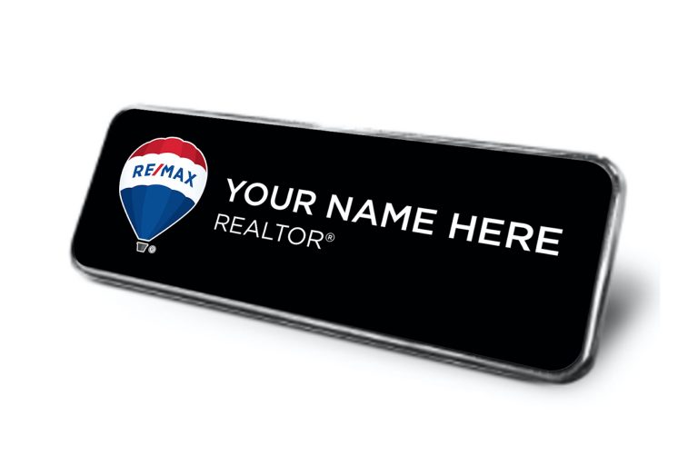 Framed Name Tag Black RE/MAX Balloon 1x3 Name Tag