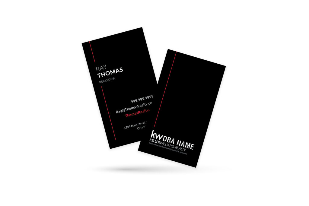 Vertical Black w/ Red Line KW Business Card