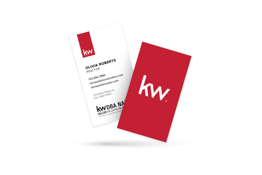 Vertical White/Red Back KW Business Card