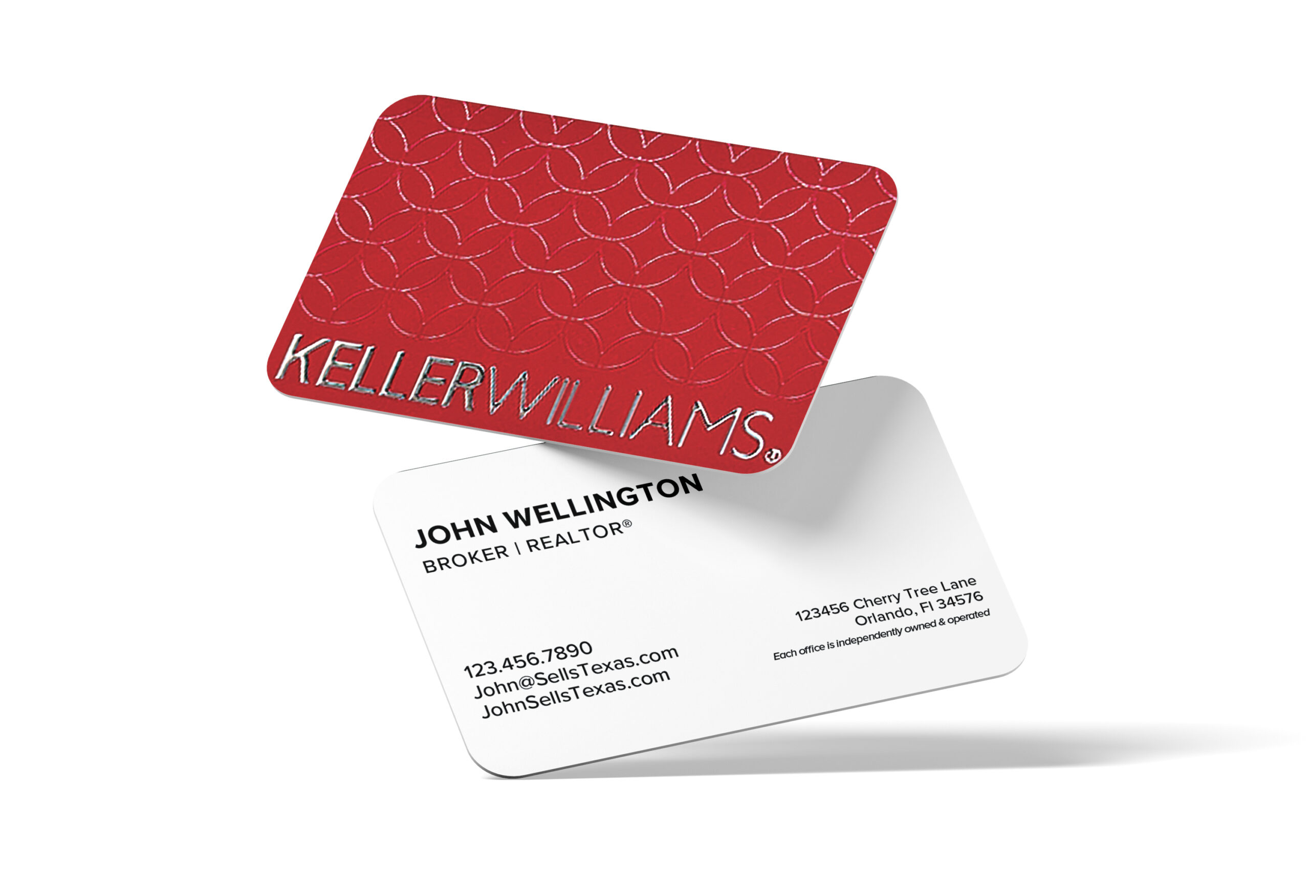 Horizontal Red White Spot UV Star Pattern Foil KW Logo Back Business Card - Image 3