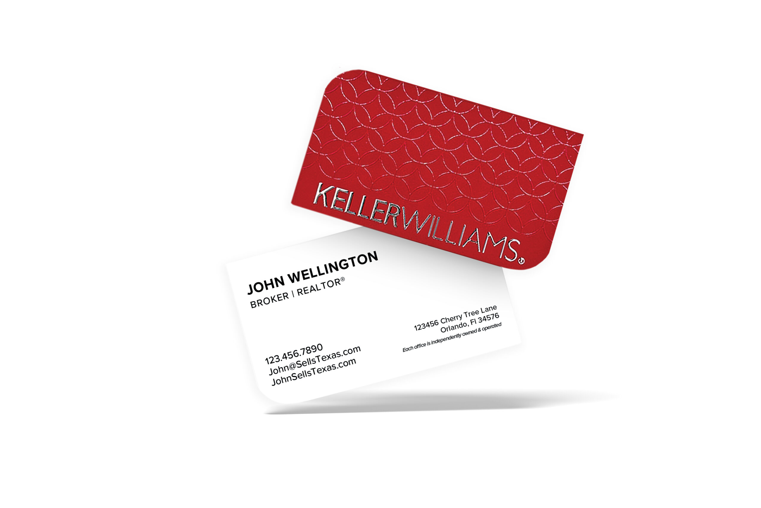 Horizontal Red White Spot UV Star Pattern Foil KW Logo Back Business Card - Image 2