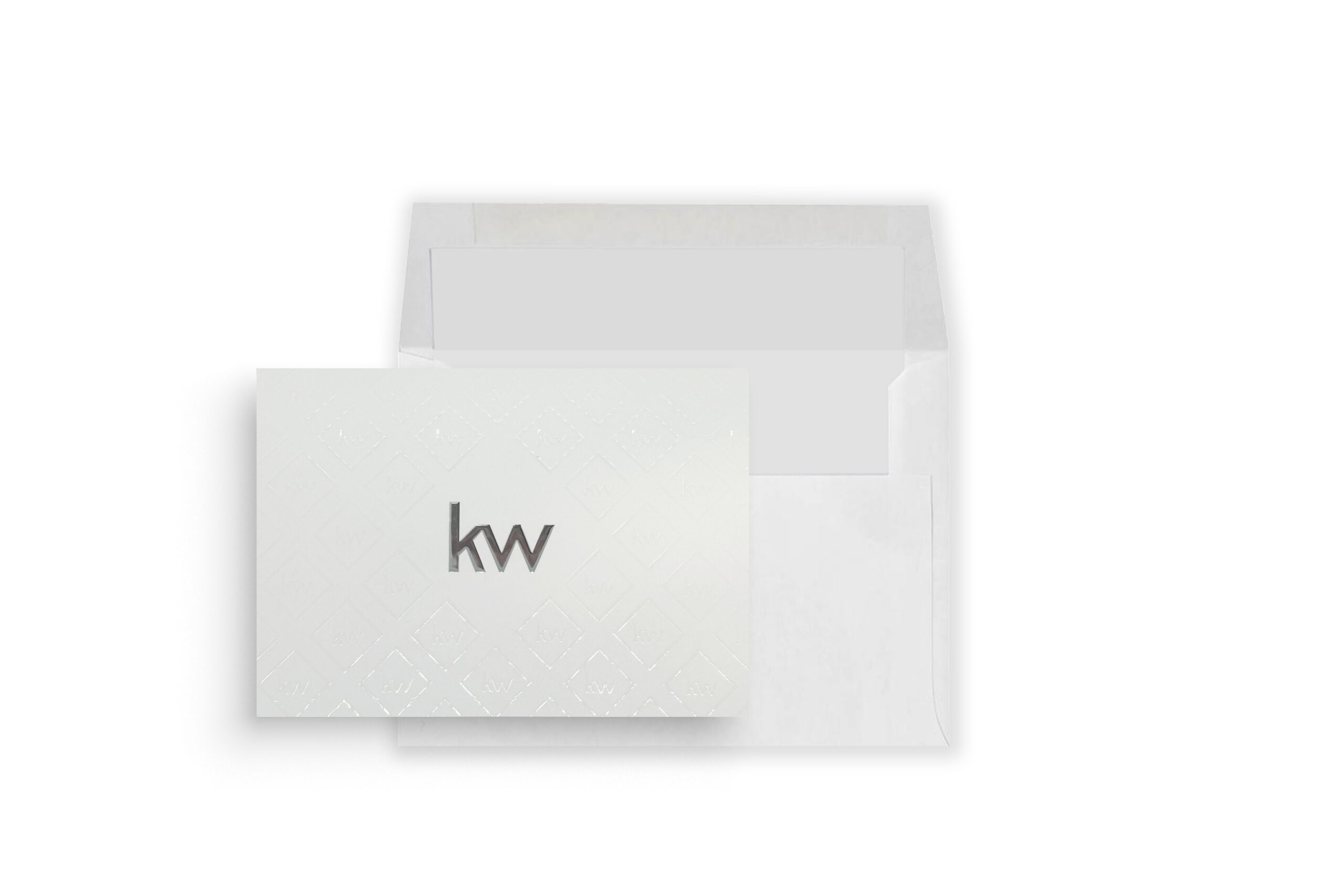 Keller Williams | White Spot UV Diamond Pattern Foil Logo Greeting Card