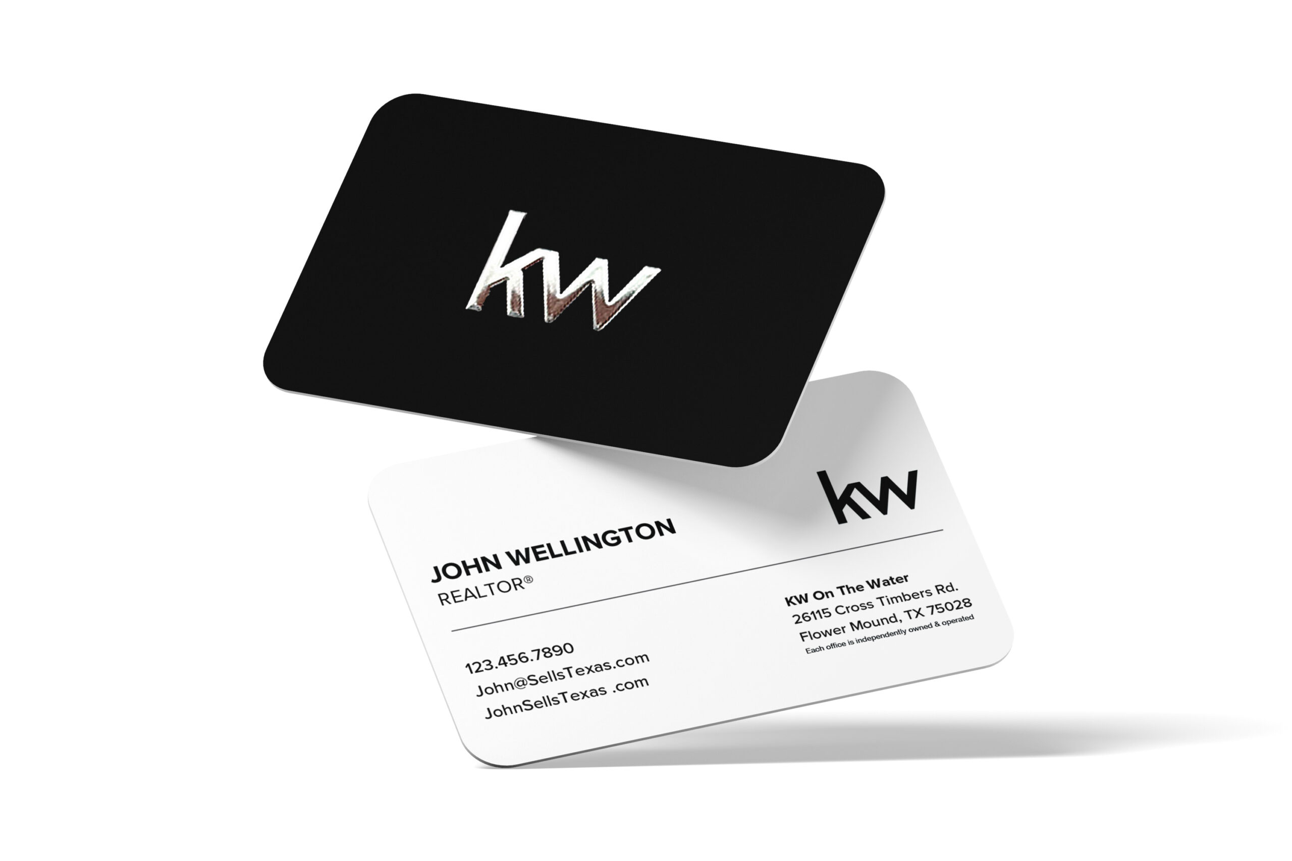 Horizontal Simple Black White KW Foil Business Card - Image 3