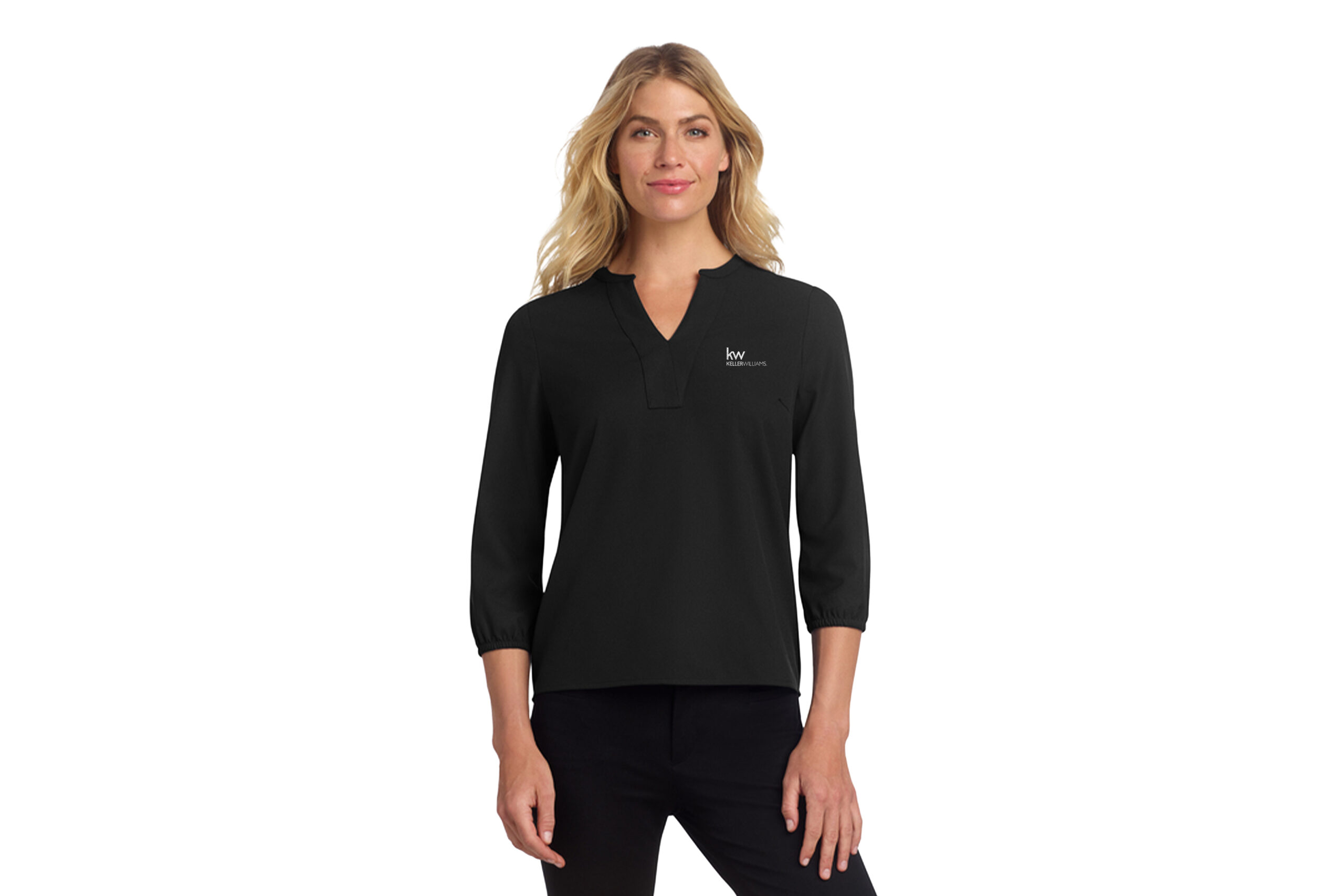 KW | Mercer+Mettle® Women's Stretch Crepe Long Sleeve Camp Blouse - Image 4