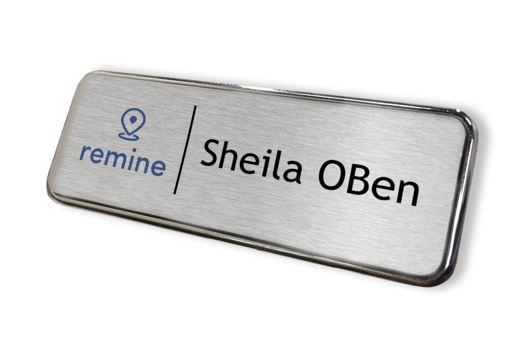 Remine | Framed Name Tag - Black/Silver 1x3 Name Tag
